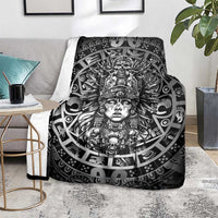 Mexico Aztec Warrior Goddess Blanket Aztec Skull Tribal Calender Silver Spirit - Wonder Print Shop