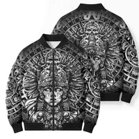 Mexico Aztec Warrior Goddess Bomber Puffer Jacket Aztec Skull Tribal Calender Silver Spirit - Wonder Print Shop