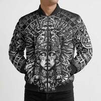 Mexico Aztec Warrior Goddess Bomber Puffer Jacket Aztec Skull Tribal Calender Silver Spirit - Wonder Print Shop