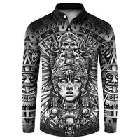 Mexico Aztec Warrior Goddess Button Sweatshirt Aztec Skull Tribal Calender Silver Spirit - Wonder Print Shop