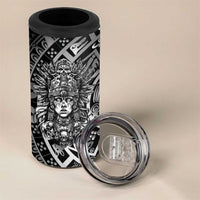 Mexico Aztec Warrior Goddess 4 in 1 Can Cooler Tumbler Aztec Skull Tribal Calender Silver Spirit - Wonder Print Shop