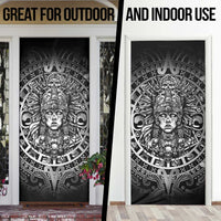 Mexico Aztec Warrior Goddess Door Cover Aztec Skull Tribal Calender Silver Spirit - Wonder Print Shop