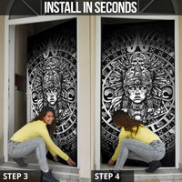 Mexico Aztec Warrior Goddess Door Cover Aztec Skull Tribal Calender Silver Spirit - Wonder Print Shop