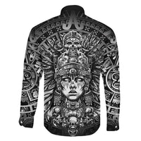 Mexico Aztec Warrior Goddess Family Matching Summer Maxi Dress and Hawaiian Shirt Aztec Skull Tribal Calender Silver Spirit