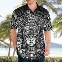 Mexico Aztec Warrior Goddess Hawaiian Shirt Aztec Skull Tribal Calender Silver Spirit - Wonder Print Shop