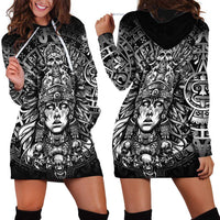 Mexico Aztec Warrior Goddess Hoodie Dress Aztec Skull Tribal Calender Silver Spirit - Wonder Print Shop