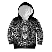 Mexico Aztec Warrior Goddess Kid Hoodie Aztec Skull Tribal Calender Silver Spirit - Wonder Print Shop