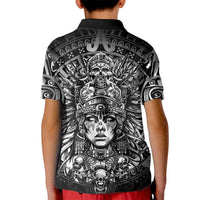 Mexico Aztec Warrior Goddess Kid Polo Shirt Aztec Skull Tribal Calender Silver Spirit - Wonder Print Shop