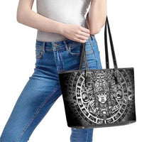 Mexico Aztec Warrior Goddess Leather Tote Bag Aztec Skull Tribal Calender Silver Spirit - Wonder Print Shop