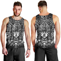 Mexico Aztec Warrior Goddess Men Tank Top Aztec Skull Tribal Calender Silver Spirit - Wonder Print Shop