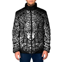 Mexico Aztec Warrior Goddess Padded Jacket Aztec Skull Tribal Calender Silver Spirit - Wonder Print Shop