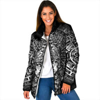 Mexico Aztec Warrior Goddess Padded Jacket Aztec Skull Tribal Calender Silver Spirit - Wonder Print Shop