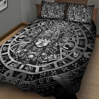 Mexico Aztec Warrior Goddess Quilt Bed Set Aztec Skull Tribal Calender Silver Spirit - Wonder Print Shop
