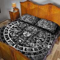 Mexico Aztec Warrior Goddess Quilt Bed Set Aztec Skull Tribal Calender Silver Spirit - Wonder Print Shop
