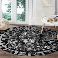 Mexico Aztec Warrior Goddess Round Carpet Aztec Skull Tribal Calender Silver Spirit - Wonder Print Shop