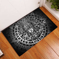 Mexico Aztec Warrior Goddess Rubber Doormat Aztec Skull Tribal Calender Silver Spirit - Wonder Print Shop