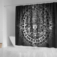 Mexico Aztec Warrior Goddess Shower Curtain Aztec Skull Tribal Calender Silver Spirit - Wonder Print Shop