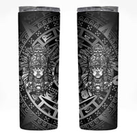 Mexico Aztec Warrior Goddess Skinny Tumbler Aztec Skull Tribal Calender Silver Spirit - Wonder Print Shop