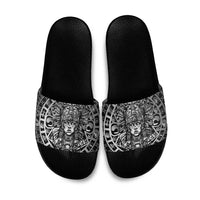 Mexico Aztec Warrior Goddess Slide Sandals Aztec Skull Tribal Calender Silver Spirit - Wonder Print Shop