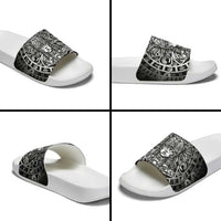 Mexico Aztec Warrior Goddess Slide Sandals Aztec Skull Tribal Calender Silver Spirit - Wonder Print Shop