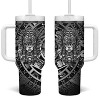 Mexico Aztec Warrior Goddess Tumbler With Handle Aztec Skull Tribal Calender Silver Spirit - Wonder Print Shop