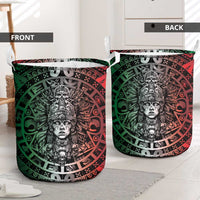 Mexico Aztec Warrior Goddess Laundry Basket Aztec Skull Tribal Calender Tricolor Spirit - Wonder Print Shop