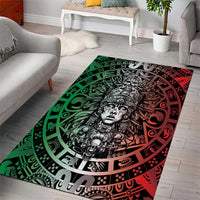 Mexico Aztec Warrior Goddess Area Rug Aztec Skull Tribal Calender Tricolor Spirit - Wonder Print Shop
