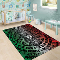 Mexico Aztec Warrior Goddess Area Rug Aztec Skull Tribal Calender Tricolor Spirit - Wonder Print Shop