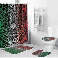 Mexico Aztec Warrior Goddess Bathroom Set Aztec Skull Tribal Calender Tricolor Spirit - Wonder Print Shop