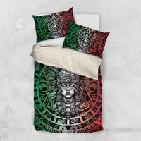 Mexico Aztec Warrior Goddess Bedding Set Aztec Skull Tribal Calender Tricolor Spirit - Wonder Print Shop