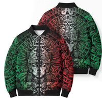 Mexico Aztec Warrior Goddess Bomber Puffer Jacket Aztec Skull Tribal Calender Tricolor Spirit - Wonder Print Shop