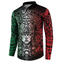Mexico Aztec Warrior Goddess Button Sweatshirt Aztec Skull Tribal Calender Tricolor Spirit - Wonder Print Shop