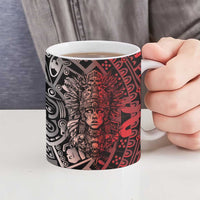 Mexico Aztec Warrior Goddess Ceramic Mug Aztec Skull Tribal Calender Tricolor Spirit - Wonder Print Shop