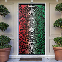 Mexico Aztec Warrior Goddess Door Cover Aztec Skull Tribal Calender Tricolor Spirit - Wonder Print Shop