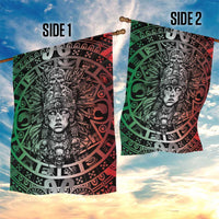 Mexico Aztec Warrior Goddess Garden Flag Aztec Skull Tribal Calender Tricolor Spirit - Wonder Print Shop