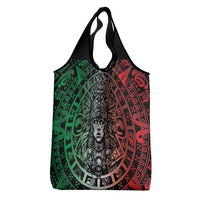 Mexico Aztec Warrior Goddess Grocery Bag Aztec Skull Tribal Calender Tricolor Spirit - Wonder Print Shop