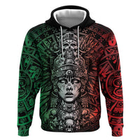 Mexico Aztec Warrior Goddess Hoodie Aztec Skull Tribal Calender Tricolor Spirit - Wonder Print Shop