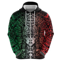 Mexico Aztec Warrior Goddess Hoodie Aztec Skull Tribal Calender Tricolor Spirit - Wonder Print Shop