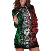 Mexico Aztec Warrior Goddess Hoodie Dress Aztec Skull Tribal Calender Tricolor Spirit - Wonder Print Shop