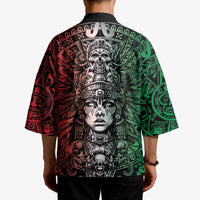 Mexico Aztec Warrior Goddess Kimono Aztec Skull Tribal Calender Tricolor Spirit - Wonder Print Shop