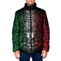 Mexico Aztec Warrior Goddess Padded Jacket Aztec Skull Tribal Calender Tricolor Spirit - Wonder Print Shop