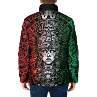 Mexico Aztec Warrior Goddess Padded Jacket Aztec Skull Tribal Calender Tricolor Spirit - Wonder Print Shop