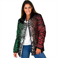 Mexico Aztec Warrior Goddess Padded Jacket Aztec Skull Tribal Calender Tricolor Spirit - Wonder Print Shop