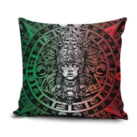 Mexico Aztec Warrior Goddess Pillow Cover Aztec Skull Tribal Calender Tricolor Spirit - Wonder Print Shop