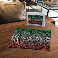 Mexico Aztec Warrior Goddess Puzzle Aztec Skull Tribal Calender Tricolor Spirit - Wonder Print Shop