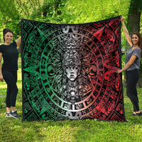 Mexico Aztec Warrior Goddess Quilt Aztec Skull Tribal Calender Tricolor Spirit - Wonder Print Shop