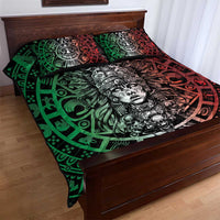 Mexico Aztec Warrior Goddess Quilt Bed Set Aztec Skull Tribal Calender Tricolor Spirit - Wonder Print Shop