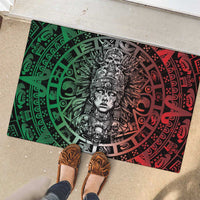 Mexico Aztec Warrior Goddess Rubber Doormat Aztec Skull Tribal Calender Tricolor Spirit - Wonder Print Shop