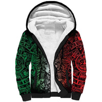Mexico Aztec Warrior Goddess Sherpa Hoodie Aztec Skull Tribal Calender Tricolor Spirit - Wonder Print Shop
