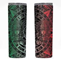 Mexico Aztec Warrior Goddess Skinny Tumbler Aztec Skull Tribal Calender Tricolor Spirit - Wonder Print Shop